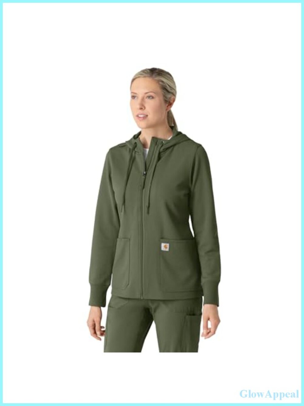 Women's Full Zip Waffle Knit Scrub Hoodie Medical Workwear